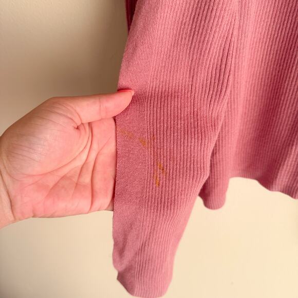 J. Jill Pink Dusty Rose Ribbed Pocket Open Front Duster Cardigan - Small - Picture 4 of 8